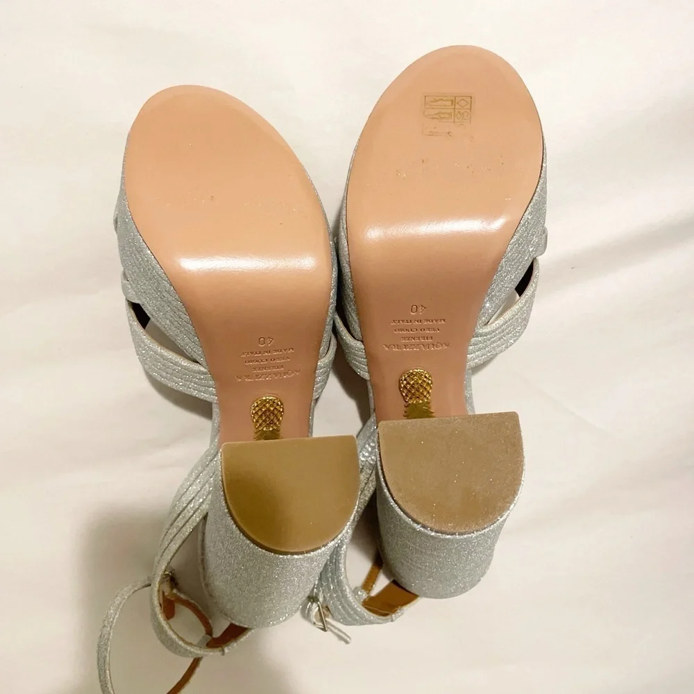 Like New Aquazzura Sundance Platform Glitter Platform Heels